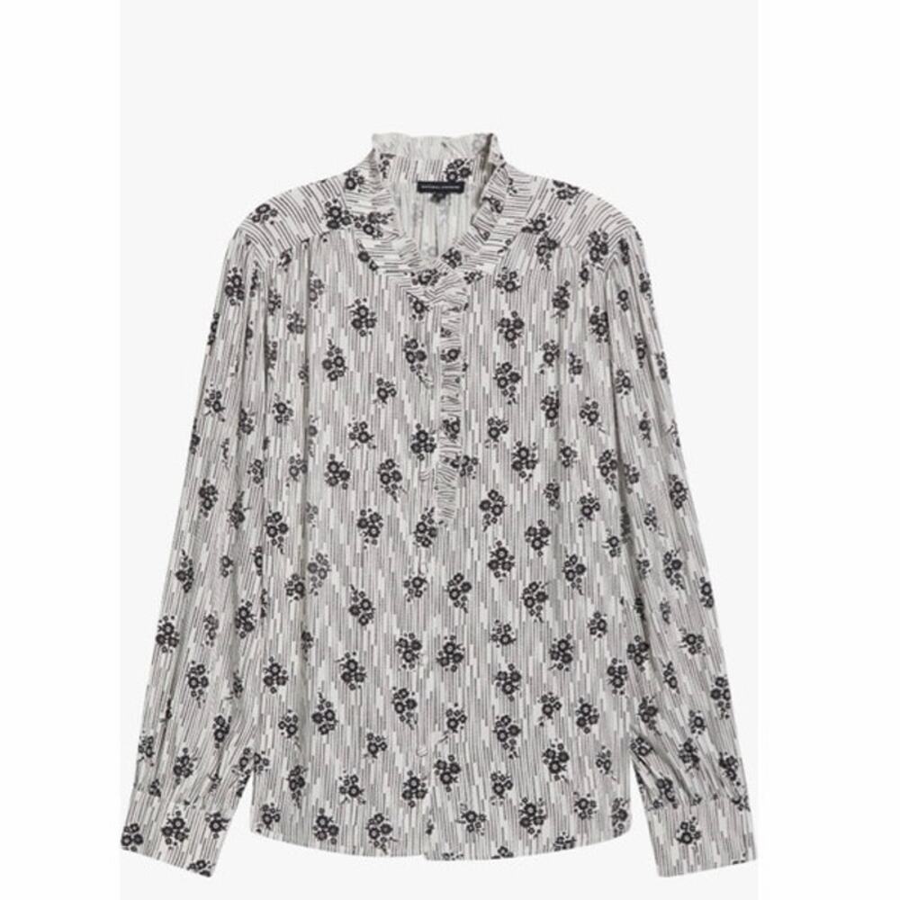 Universal Standard XL Plus Endora Ruffle Trim Button Up Shirt